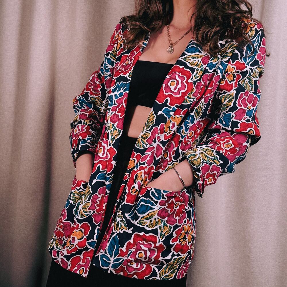 Vintage Evan Picone Floral Tapestry Print Blazer Jacket
